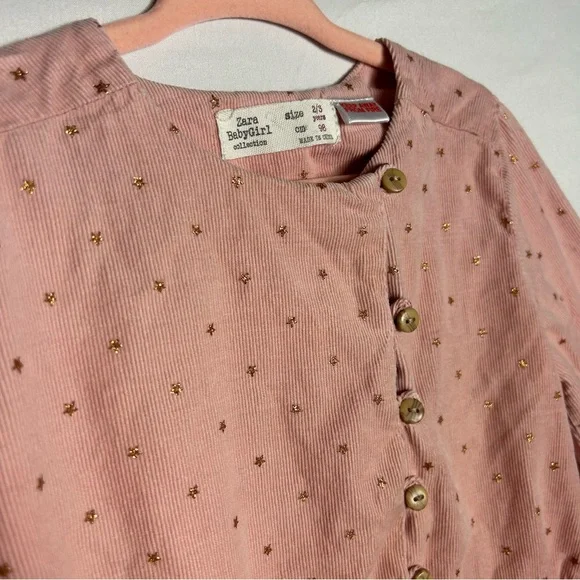 Zara Baby Girl Collections Pink Dress with Starts Long Sleeves Size 2 to 3 years - Picture 5 of 9
